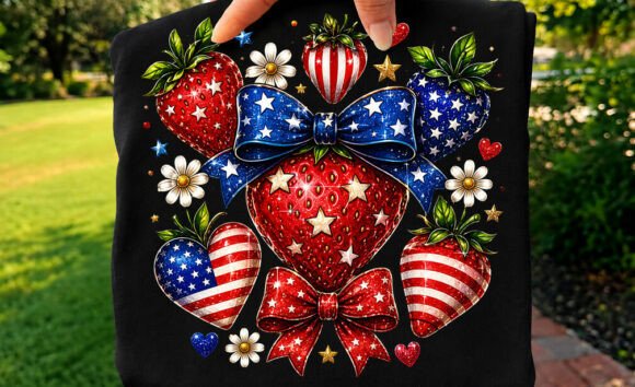 4th of July American Strawberry T-shirt Graphics