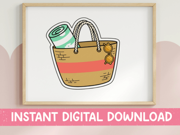 Beach Bag with Towel Sunglasses Summer Graphics