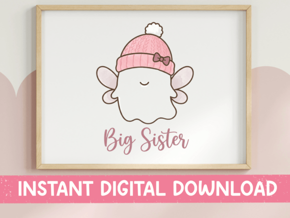 Big Sister Beanie Bow Ghost Print Graphics