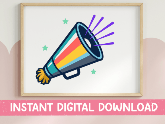 Colorful Megaphone Cheer Design for T-Shirt Graphics