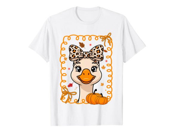 Cute Goose Bow Fall T-Shirt Graphics