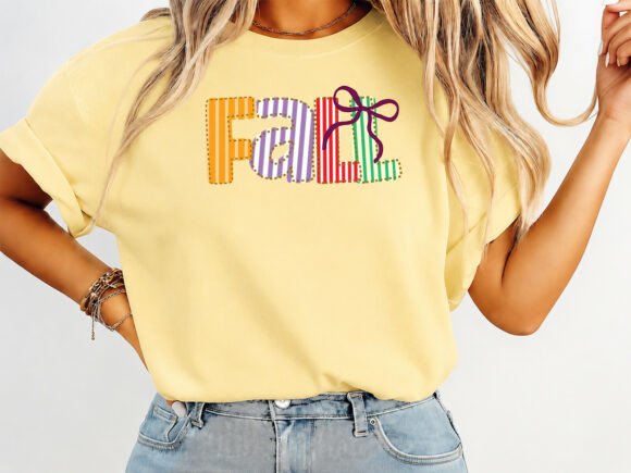 Fall Seersucker Coquette Bow T-Shirt Graphics