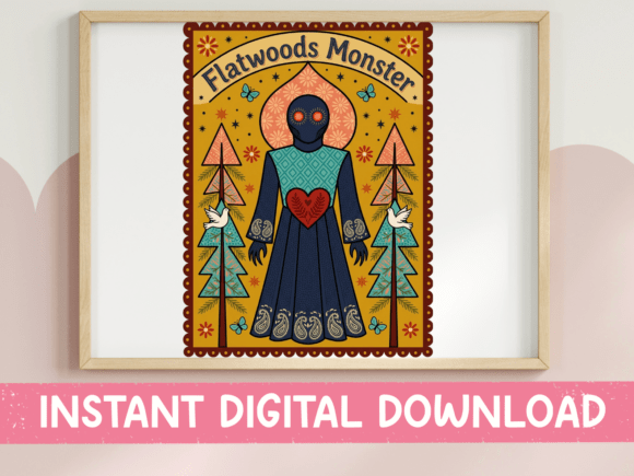 Flatwoods Monster Folk Art Print: Graphics for T-Shirt Designs