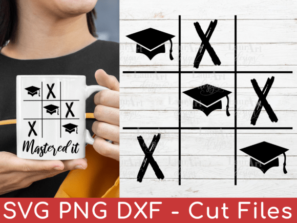 Graduation Tic Tac Toe Grad Cap Graduate Graphics for T-Shirt Designs