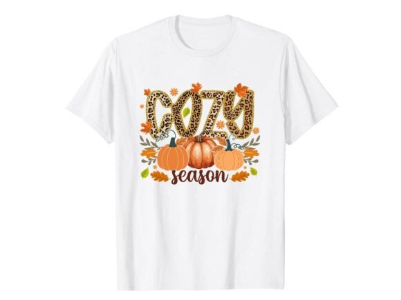 Leopard Cozy Season Fall T-Shirt