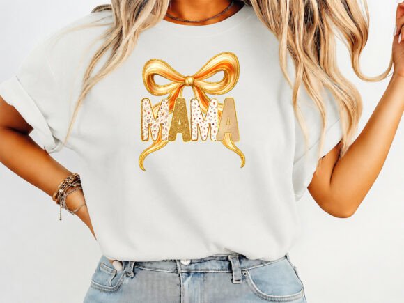 Mama Fall Coquette Brushstroke T-Shirt Graphics
