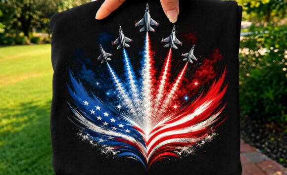 Patriotic Airshow Flag Bow T-shirt PNG