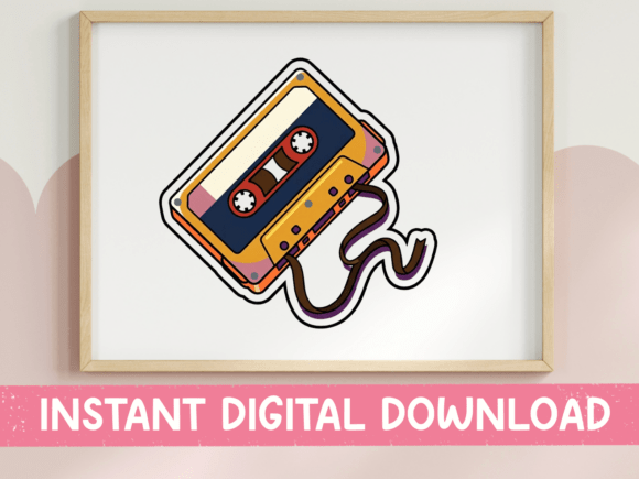 Retro Cassette Tape Unraveled Design Graphics