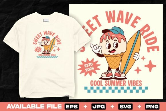 Retro Ice Cream Cartoon T-Shirt Design